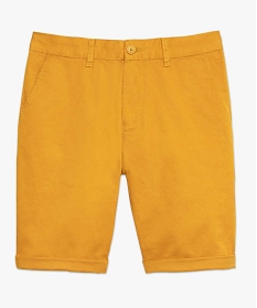 bermuda homme en toile unie 5 poches coupe chino jaune shorts et bermudas9468301_4