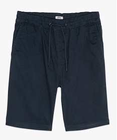 bermuda homme uni en coton stretch a taille elastiquee bleu shorts et bermudas9469501_1