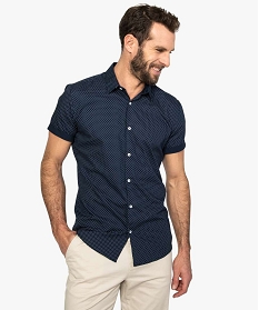 chemise homme a manches courtes avec fins motifs bleu chemise manches courtes9470301_1