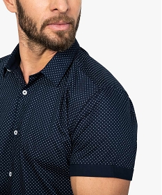 chemise homme a manches courtes avec fins motifs bleu chemise manches courtes9470301_2