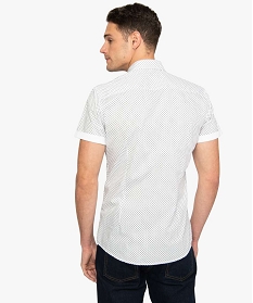 chemise homme a manches courtes a petits motifs blanc chemise manches courtes9470401_3