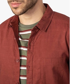 chemise homme a manches courtes en lin et coton rouge9470701_2