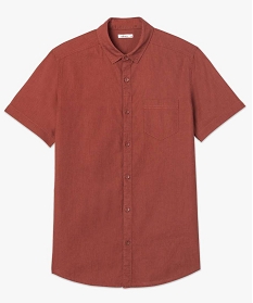 chemise homme a manches courtes en lin et coton rouge9470701_4