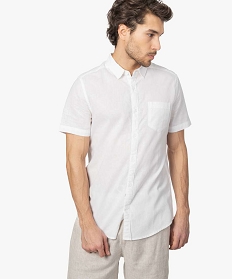 chemise homme a manches courtes en lin et coton blanc9470801_1
