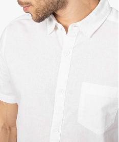 chemise homme a manches courtes en lin et coton blanc chemise manches courtes9470801_2