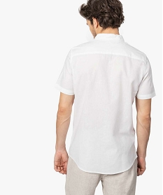 chemise homme a manches courtes en lin et coton blanc chemise manches courtes9470801_3