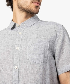 chemise homme a manches courtes en lin et coton gris chemise manches courtes9471001_2