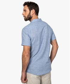 chemise homme a manches courtes en lin et coton bleu chemise manches courtes9471201_3