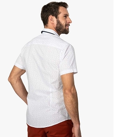 chemise homme a manches courtes et petits motifs bicolores blanc chemise manches courtes9471501_3
