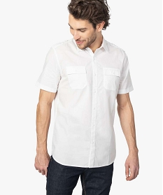 chemise homme a manches courtes avec 2 poches poitrine blanc chemise manches courtes9471601_1