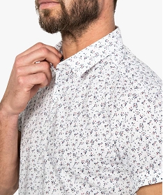 chemise homme a manches courtes et petits motifs fleuris blanc chemise manches courtes9471901_2