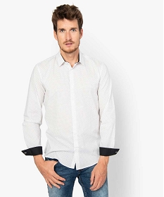 chemise homme a motifs discrets coupe slim blanc9472801_1
