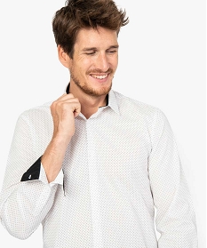 chemise homme a motifs discrets coupe slim blanc chemise manches longues9472801_2