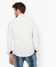chemise homme a motifs discrets coupe slim blanc chemise manches longues9472801_3