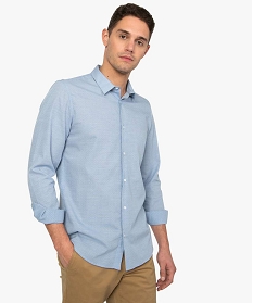 chemise homme a manches longues a fins motifs bleu chemise manches longues9472901_1