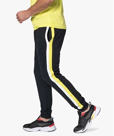 pantalon de jogging homme avec bandes bicolores sur les cotes noir9474801_1