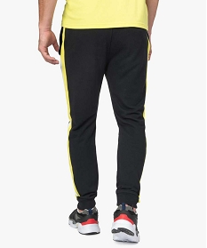 pantalon de jogging homme avec bandes bicolores sur les cotes noir9474801_3
