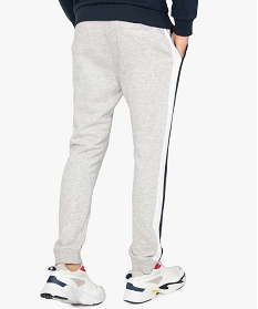 pantalon de jogging homme avec bandes bicolores sur les cotes gris pantalons9474901_3
