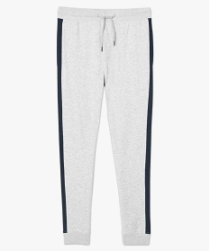 pantalon de jogging homme avec bandes bicolores sur les cotes gris pantalons9474901_4