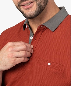 polo homme en coton pique avec finitions contrastantes rouge polos9479201_2