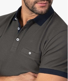 polo homme en coton pique avec finitions contrastantes gris9479401_2
