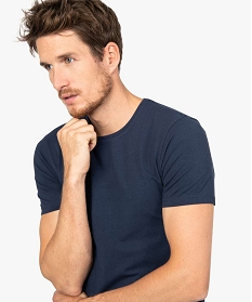 tee-shirt homme uni a manches courtes en coton bio bleu9483501_2