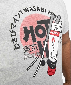 tee-shirt homme ave motif wasabi sur lavant gris tee-shirts9486501_2