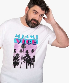 tee-shirt homme a manches courtes imprime - miami vice blanc9490001_1