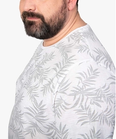 tee-shirt homme a motif feuillage blanc9492101_2