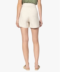 short femme ample en lin et viscose melanges beige shorts9495301_3