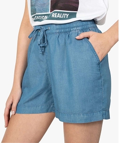 short femme en lyocell bleu shorts9496201_2
