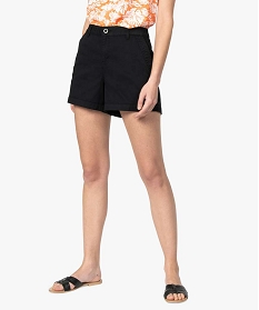 short femme uni avec poches surpiquees noir shorts9496401_1