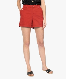 short femme uni avec poches surpiquees rouge9496501_1