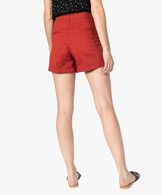 short femme uni avec poches surpiquees rouge shorts9496501_3