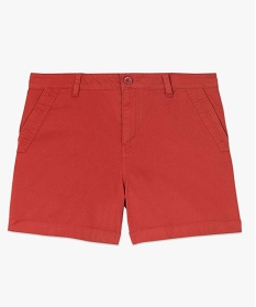 short femme uni avec poches surpiquees rouge shorts9496501_4