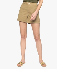 short femme uni avec poches surpiquees beige shorts9496701_1