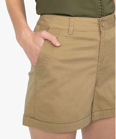 short femme uni avec poches surpiquees beige shorts9496701_2