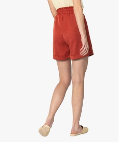 short femme uni avec taille elastiquee et ceinture a nouer rouge shorts9497301_3
