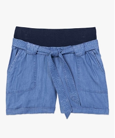 short de grossesse en lyocell avec bandeau en jersey bleu shorts9497601_4