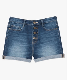 short en jean femme taille haute avec revers cousus bleu shorts9497701_4