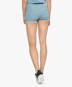 short en jean femme taille haute avec revers cousus bleu shorts9497801_3