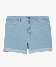 short en jean femme taille haute avec revers cousus bleu shorts9497801_4