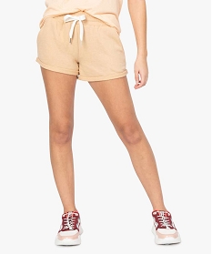short femme en maille extensible avec revers cousus orange shorts9498101_1