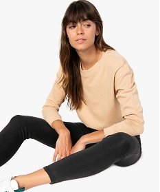 sweat femme uni en maille legere brun sweats9498501_1