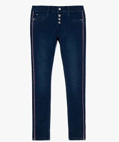 jean femme coupe slim avec liseres colores et braguette boutons bleu pantalons jeans et leggings9501701_4