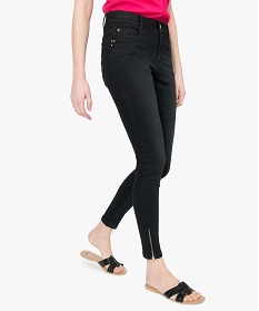 jean femme coupe skinny avec zip en bas de jambe noir pantalons jeans et leggings9501801_1