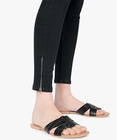 jean femme coupe skinny avec zip en bas de jambe noir pantalons jeans et leggings9501801_2