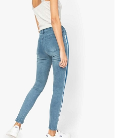 jean femme coupe slim avec bandes colorees sur les cotes bleu pantalons jeans et leggings9502001_3