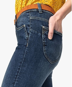 jean femme coupe slim taille normale avec ceinture en velours bleu9502701_2