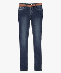 jean femme coupe slim taille normale avec ceinture en velours bleu pantalons jeans et leggings9502701_4